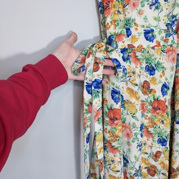 WAYF Olelander Floral High Low Wrap Midi Dress Surplice Cap Sleeve Flowy Size XS - Picture 6 of 15